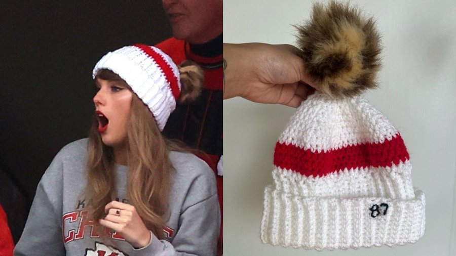 Taylor Swift Rocks This $30 Beanie With Travis Kelce’s Number On It At Chiefs vs. Patriots Game